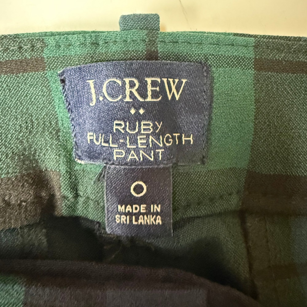 J Crew Pants Womens 0 Green Blue Blackwatch Plaid Ruby Full-Length Slim Leg - Picture 6 of 16